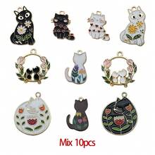1pack Enamel Cat Charms Alloy Enamel Pendants Cute Animal Pendants Lovely Cute Kitty Charm For Bracelet DIY Necklace Earrings Keychain Dangle Craft Jewelry Making - Multicolor - View 13