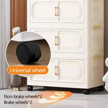 40/50/60cm Organizer Cabinet, Foldable, Stackable, With Wheels, Multipurpose, 2 Doors - 查看 8