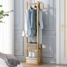 Kleiderständer aus Bambus, Garderobe für den Eingangsbereich, Kleiderständer aus Holz mit Stange, Ablageflächen, Kleiderhaken, für Haus, Schlafzimmer, Wohnzimmer - Maple - Übersicht 1