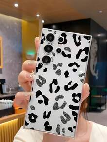 1pc Creative Black & Silver Leopard Print Soft Phone Case, Compatible With Huawei, Honor, Galaxy, Phones,International Version, Not The Domestic Version - Clear - View 4