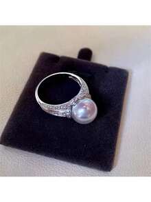 1件套优雅珍珠锆石戒指首饰设计，奢华首饰，适合作为礼物、参加派对和日常佩戴 - 戒指 - 查看 5