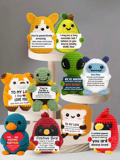 Hand-Crocheted Desk Decorations: Whimsical Sci-Fi Figures, Animal And Plant-Themed Dolls, And Cute Cartoon Designs-A Heartwarming, Handcrafted Gift That Brings Joy And Positivity. These Make Excellent Birthday Gifts For Close Friends, Girlfriends, Or Sisters, Or As Small Tokens Of Friendship For Women.