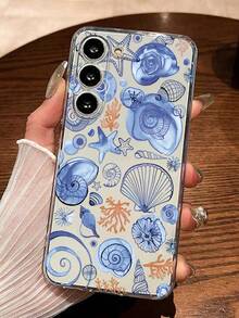 Ocean Creature Painted Transparent Minimalist Fashionable Shockproof Phone Case Compatible With IPhone 17/17Pro/17ProMax, 16/11/16Pro/16Plus/16ProMax/16e, 15ProMax, 13/14/12/XS/XR/7G/8P, Galaxy S25/S25Plus/S25 Ultra, A16/A36/A26/A56/A50/A12/A32, S26/S26Plus - Multicolor - View 1