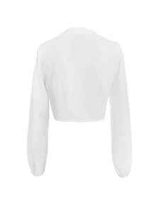 Blusa elegante y versátil con nudo delantero de unicolor, adecuada para uso casual, en casa, al aire libre, para ir al trabajo y para citas, color blanco, primavera - Champán - Ver 11