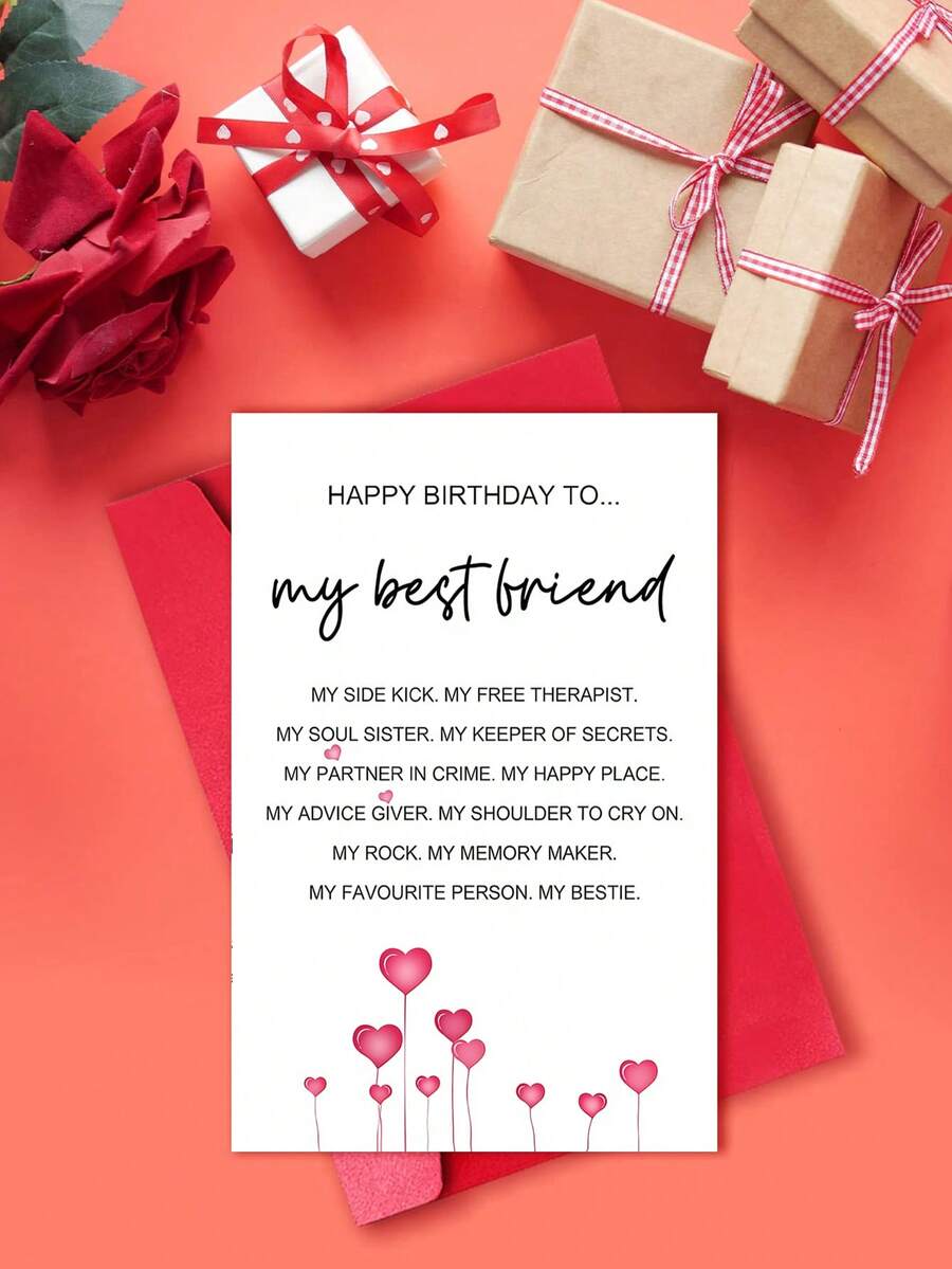 1张闺蜜生日贺卡（含信封） - 祝我最好的朋友生日快乐，献给灵魂姐妹和挚友的真挚祝福卡，内页空白，可列出你扮演的所有角色 - 查看 1