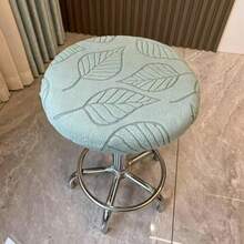 Cubierta de taburete Circular Jacquard, cubierta antipolvo para taburete de Bar, funda protectora para silla giratoria, funda de asiento suave y cómoda de alta elasticidad L5XH - verde - Ver 2