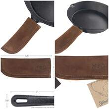 Leather Hot Handle Holder (Cast Iron Panhandle Potholder) Double Layered, Double Stitched and Handmade by Hide & Drink :: Suede - Ver 1