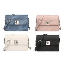 Nuova borsa a tracolla 2026, borsa quadrata compatta e versatile, borsa a tracolla in denim vintage con trapuntatura a rombi e catena - nero - Visualizzare 2