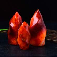 1pc Natural Red Agate Flame Crystal Ornament, Suitable For Home Decor, Office Desk Display, Gift For Family And Friends - Red - View 5