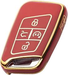 ¡RecomendadoFunda protectora para llave de coche para  VW 2023 2024 para Tiguan Golf GTI Atlas Jetta de suave TPU¡Top de Temporada - dorado y rojo - Ver 8