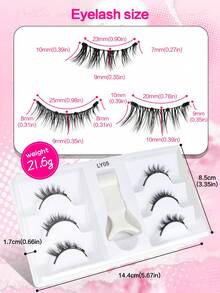 3 Cặp mi giả ngắn từ tính hỗn hợp có kẹp, nhẹ, không keo, làm từ lông chồn giả, xoăn, màu đen, giúp kéo dài mi, thích hợp cho các blogger làm đẹp, quà tặng cho phụ nữ. - màu đen - Xem 6