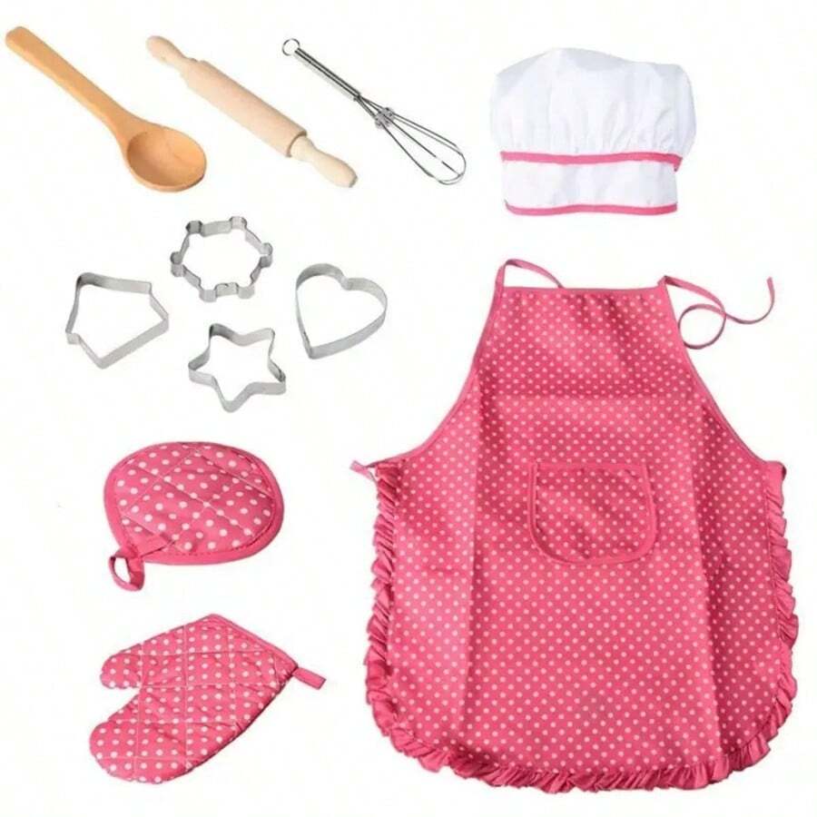 Delantal de cocina para niños, juguete de herramientas de cocción y horneado, set de juego de roles de horneado, regalo adecuado para niñas (algunos colores de accesorios al azar) - Multicolor - Ver 1