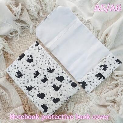 A5/A6尺寸可爱小猫笔记本封套，可水洗多用途装饰书套，用于保护和装饰笔记本、计划本和书籍