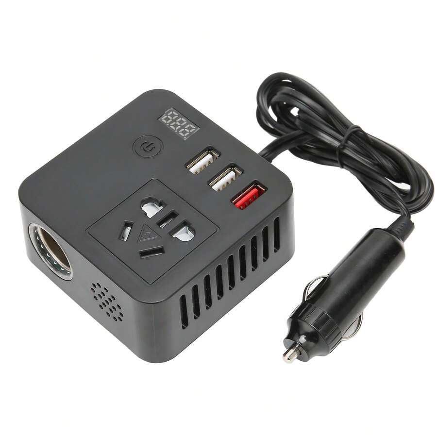 150W Car Power Inverter DC12‑24V to AC110‑220V 3 USB Ports Cigarette Lighter Socket for Vacation Work Trips Camping - A - Ver 1
