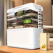 Large Capacity Medicine Storage Box For Home And Travel, Featuring A Portable Pill Organizer, Sturdy Adjustable Dividers, Moisture-Resistant Lid, Safety Handle, And Convenient Design For Organizing Pills, Vitamins, And Supplements (White) - Xem 3