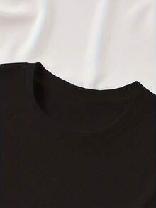 Cat Mom Paw Print Design Summer Short Sleeve T Shirt - 黑色 - 查看 4