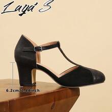 New Spring/Summer 2026 Collection: Elegant And Stylish Classic Color-Blocked High Heels In Black And Brown. T-Strap Design For A Slimming Effect. Perfect As A Gift For Mothers. Exquisite And High-End Women's Shoes. Suitable For Parties, Dances, Business Occasions, Family Gatherings, Low-Heeled Round Toe Pumps, Everyday Wear, And Dress Pairings. Suitable For Any Occasion. (Local Warehouse, Delivery As Fast As 3 Days) - màu đen - Xem 7