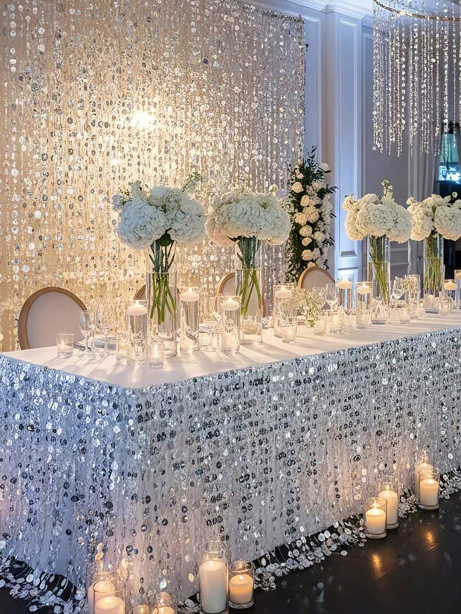 5pcs Wedding Sequin Decorative Garland,100cm Long Bubble Decoration String For Wedding Porch Home Window Door Wall Panel Background, Birthdays, Showers | Indoor/Outdoor Party Hanging Decorations, Photo Backdrop, Wedding Decor,Home Holiday Party,Room Dividers