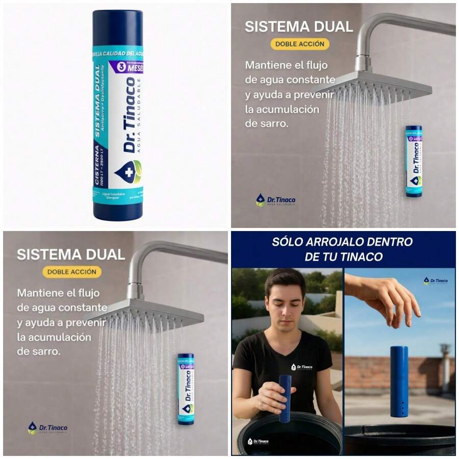 Sistema Dual Dr. Tinaco (3 Meses) | Antisarro y Purificador con Cloro | Mantiene el Agua Clara y la Cisterna Libre de Impurezas - como en la foto - Ver 1