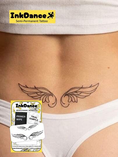 1 Kit "Ethereal Flow Wings" Technology Tattoos, Semi-Permanent Tattoos, Temporary Tattoos, Long Lasting, Fake Tattoos, Water-Resistant, Authentic Tattoo Look, Plant-Based D263