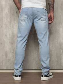 Men's Skinny Jeans With Elastane - 淺色水洗藍 - 查看 5