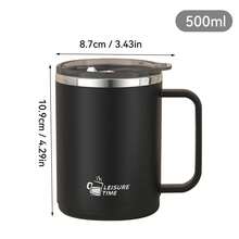 1个500毫升304不锈钢咖啡杯,带盖和把手,便携式密封防漏双层水杯,保温防烫饮水杯,大容量可重复使用双层茶牛奶咖啡杯,适合学生和成人在学校、办公室、旅行、户外露营、野餐等场合使用。 - 彩色 - 查看 12