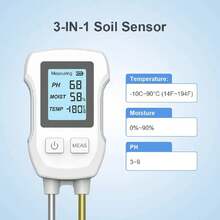 Medidor de prueba de humedad y temperatura ambiente, valor de PH del suelo 3 en 1, instrumento de medición de plantas en maceta para interiores, herramientas de jardinería para cultivo - B - Ver 6