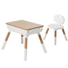 Mesa para Niños y 1 Sillas, Juego de Mesa y Sillas Ajustables en Altura para Niños, 65cmL x 55cmW Mesa de Actividades para Niños y Niñas de 3-8 Años - Blanco - Ver 4