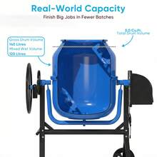 TABU 5.0 Cu.Ft Electric Concrete Mixer, Portable Cement Mixer, Mortar Mixing For Stucco/Seeds, Freestanding Cement Mixing Tools With Wheels For Stucco, Orange/Blue - 查看 6