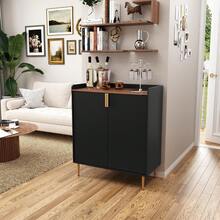 Mueble Botellero Independiente Con Estante Para Cinos, Aparador Para Sala de Estar Cocina - Negro - Ver 6