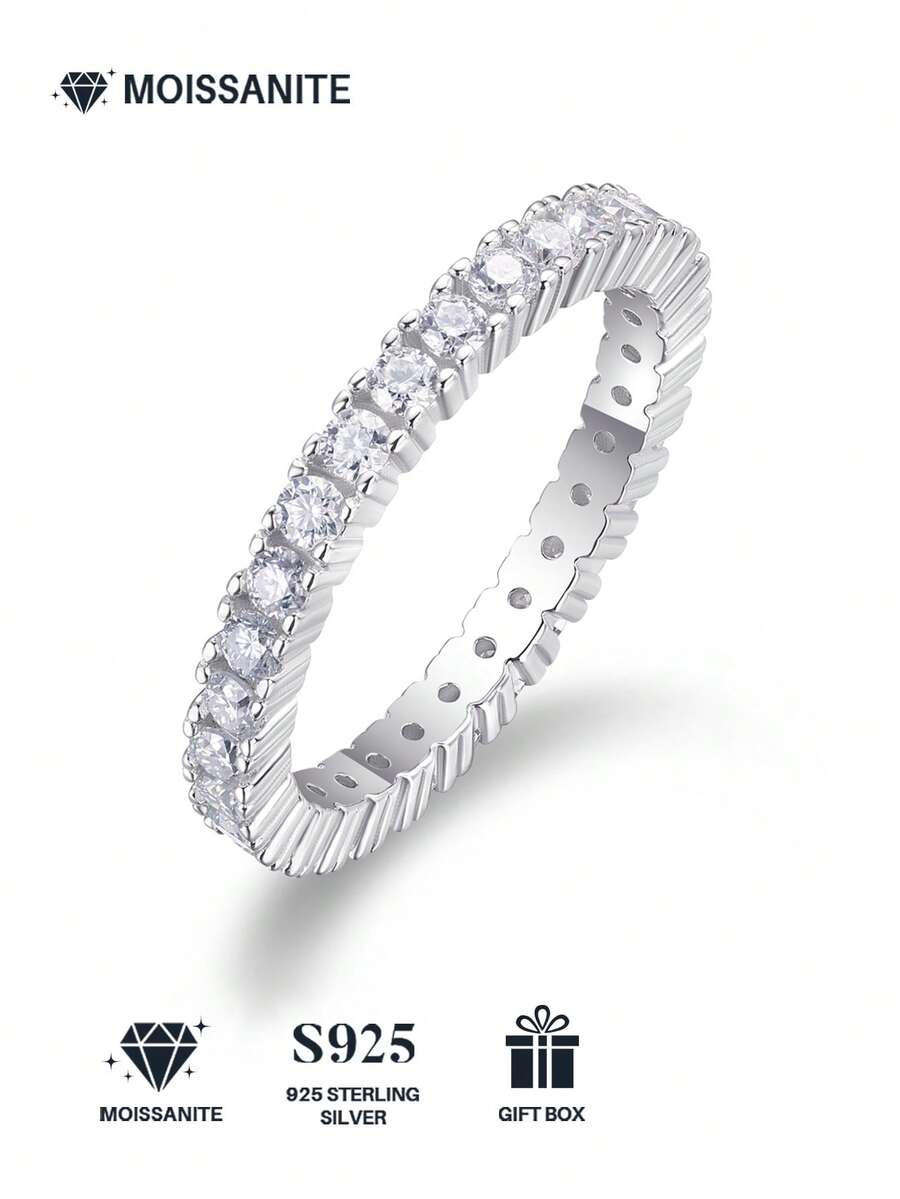 925 Sterling Silver Moissanite Ring, Suitable For Banquet, Party, Official Occasions, Festivals, Valentine's Day, Engagement, Wedding, Anniversary, Birthday Gift, With Certificate