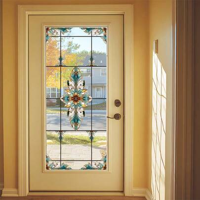 Adhesivos de murales de puerta de vidrio emplomado, pegatinas autoadhesivas de estática para ventanas DIY, vinilos artísticos para paredes, pegatinas de ventana extraíbles para decoración del hogar, oficina y tienda