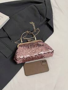 优雅时尚，精致亮片复古风女包。2026新款，优雅奢华的出行手提包。 - 粉色 - 查看 11