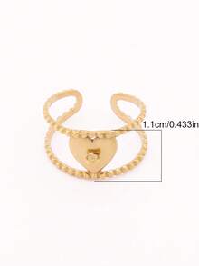 2 piezas de anillos abiertos de acero inoxidable chapados en oro de 18K, base de anillo de cadena redonda geométrica ancha para hacer joyas DIY y accesorios - anillo - Ver 10