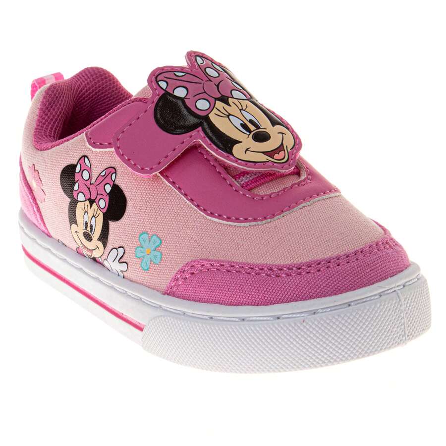 Disney Minnie Mouse Design Sneakers Girls - Soft Comfortable Casual Wear Everyday Play (Toddler Sizes 3-10) - 粉色 - 查看 1