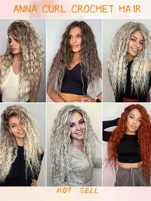 3pcs Anna Ombre Golden Twisted Synthetic Loose Deep Wave Braiding Hair Extensions, 24 Inch, Ombre Golden Twisted Crochet Curly Hair For Women - Multicolor - View 10