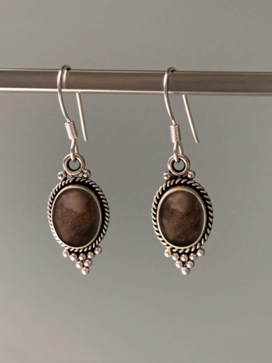 1对复古波西米亚风女士水滴吊坠耳环，适合婚礼/派对/日常佩戴，母亲节/情人节礼物配饰 - 耳環 - 查看 1