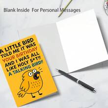 Funny Humorous Birthday Greeting Card | 1pc Talking Bird Design With Quote "A Little Bird Told Me It Was Your Birthday", Perfect For Friends, Family & Adult Celebrations, Unique Playful Wishes - Sets - View 5