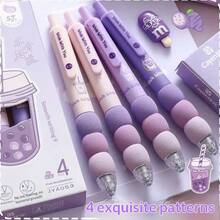 4pcs Purple Erasable Pens, Cute Gradient Soft Grip Easy Erase 0.5mm Pens, Suitable For Students - Round - View 2
