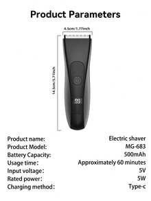 Multi-Purpose Body Hair Trimmer - -Like - With Digital Display, Low Voltage Shaver For Full Body Grooming, Chest, Back, Bikini Line, Sensitive Beige Care, Easy To Use - Black - View 10