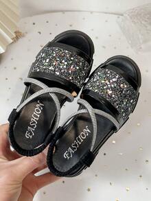 Rainbow Woven Platform Sandals​ With Adjustable Ankle Strap - Black - View 4