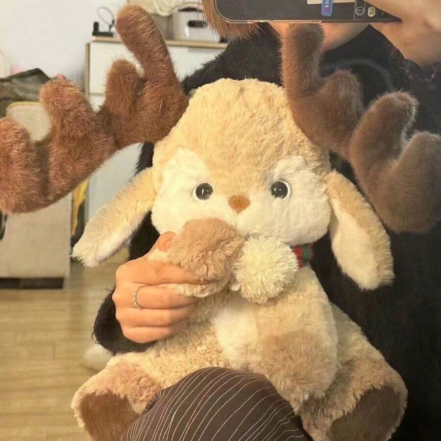可爱狐狸和兔子系列毛绒玩具，“晚安狐狸”、“晚安兔子”，情人节礼物，送给她的礼物 - 彩色 - 查看 1