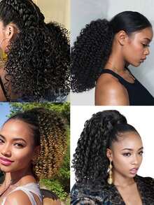 14 Inch Drawstring Wig, Small Curly Ponytail, Circular Hairstyle, African Curly Spring Ponytail, Synthetic Heat-Resistant Fiber Wig Suitable For Daily Wear - Multicolor - View 4