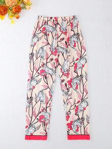 三件套透气短袖睡衣，豹纹印花，撞色领口和袖口设计，女士睡衣套装，短裤和长裤，Polo领纽扣短袖，舒适宽松版型，适合所有季节 - 彩色 - 查看 10