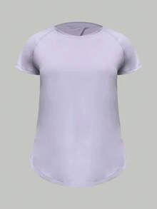 Women's Summer Breathable Cover-Up Quick-Drying Loose Short-Sleeve T-Shirt - Purple - View 3