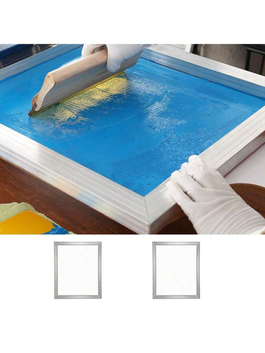 Screen Printing Kit 2 Pieces Aluminum Silk Screen Printing Frames 20x24inch Silk Screen Printing Frame With 230 Count Mesh High Tension Nylon Mesh And Sealing Tape For T-Shirts DIY Printing - Silver - View 1