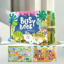 1本安静忙碌贴纸书，6个不同主题，蒙特梭利玩具，适合3岁以上儿童，学前学习活动，婴儿玩具，儿童玩具，益智玩具，安静书，旅行玩具，飞机和汽车主题活动，感官玩具，精细动作技能，字母，数字，动物，颜色，形状，天气，情绪，配对游戏，很棒的生日、圣诞节、复活节儿童礼物 - 彩色 - 查看 12