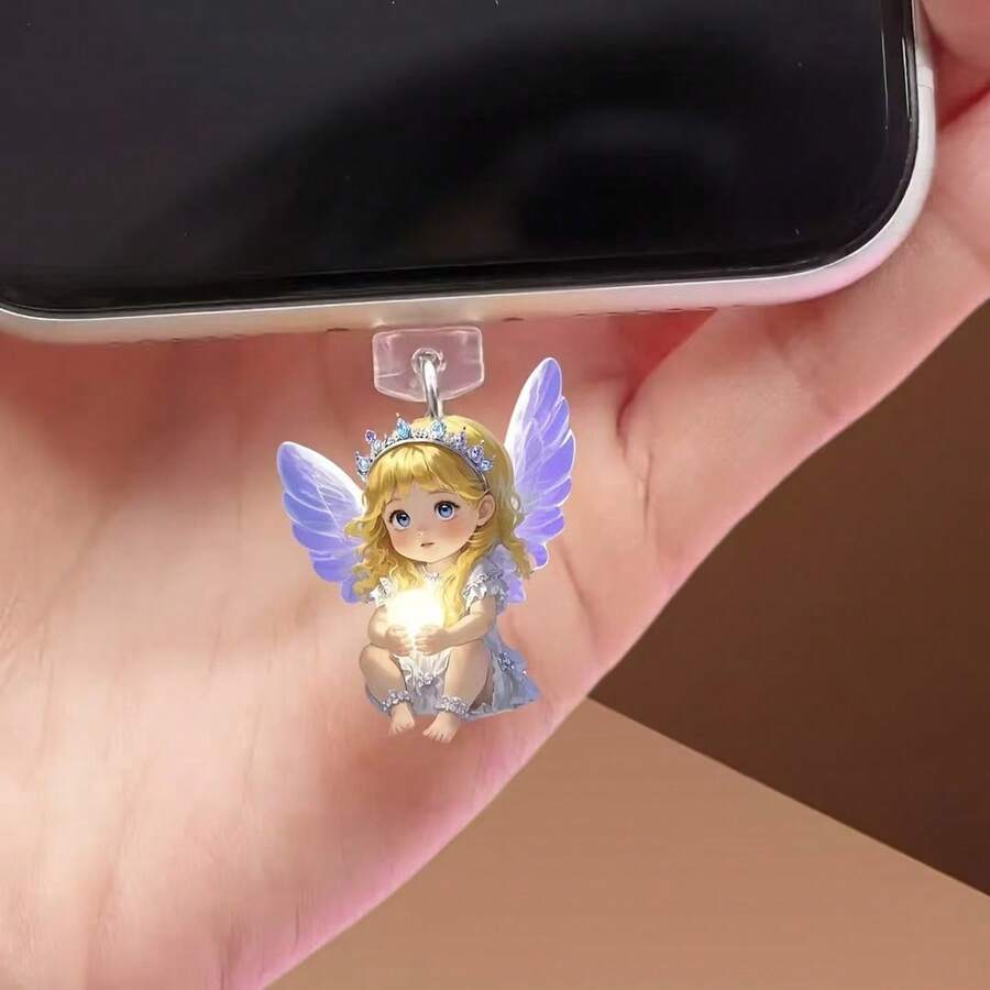 A Black Thick Phone Case Is Suitable For Various Models 2D Acrylic Angel Type-C Dust Plugof RedmCompatible With IPhones, Such As Compatible With RedmiNote 14 Pro+ 5G, Compatible With RedmiNote 13R, Compatible With RedmiNote 13 Pro+, Compatible With RedmiNote 12S 4G, Compatible With RedmiNote 11, Compatible With RedmiNote 10 Pro, Compatible With RedmiNote 7, Etc. - Black - View 1