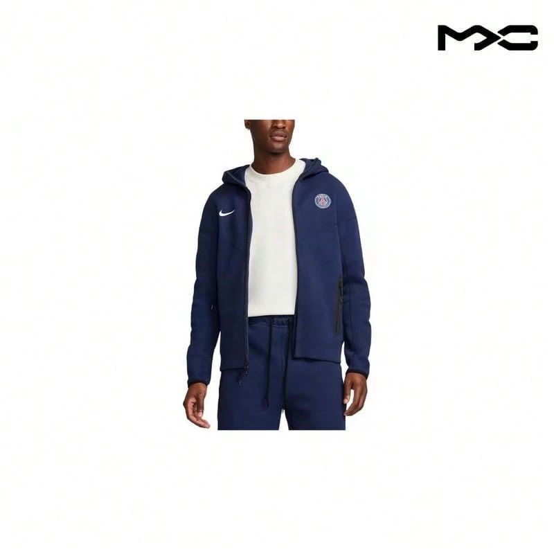 Zip-Up Hooded Long Sleeve Jacket Navy-Blue Jacket Men - 彩色 - 查看 1