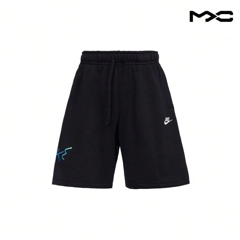 Embroidered Logo Sport Breathable Casual Knit Shorts Black Bottoms Men - Multicolor - View 1